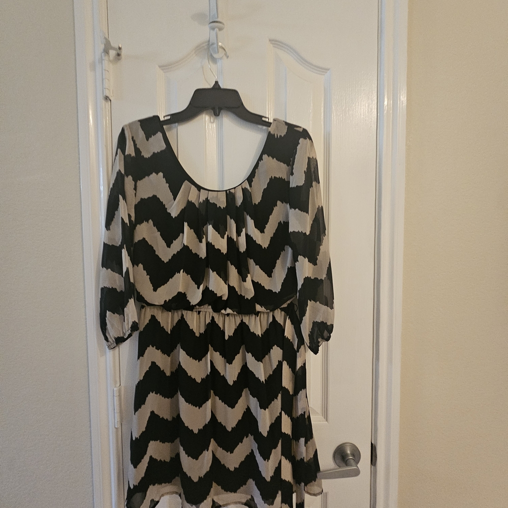 Black and Cream Chevron Dress
